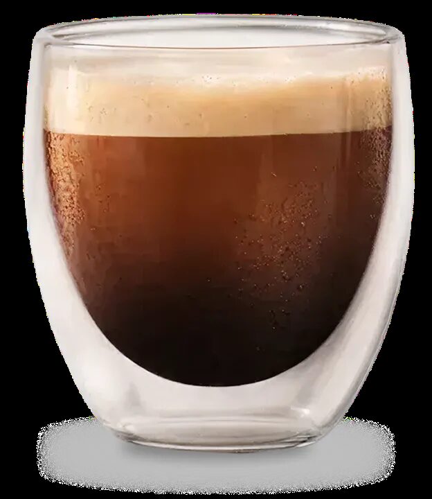 Double-walled glass of black coffee
